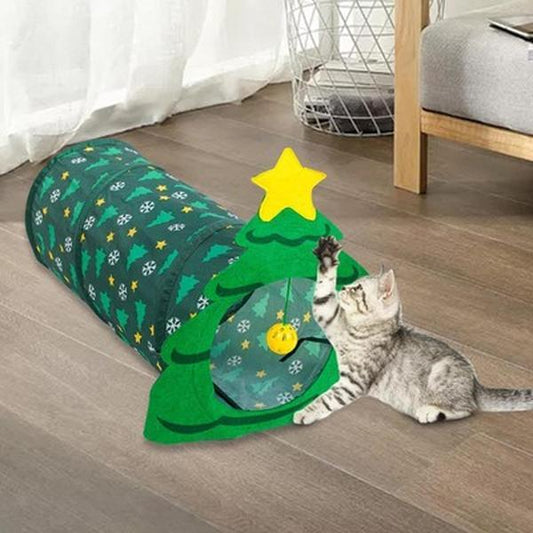 Christmas Cat Tunnel Small Animal Indoor Activity Toys