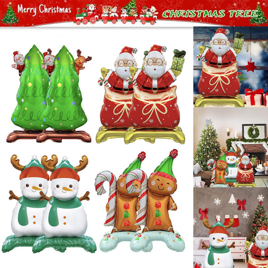 Christmas Foil Balloon Set Includes Two Each of Christmas Tree, Santa Claus, Snowman, Gingerbread Man Balloons