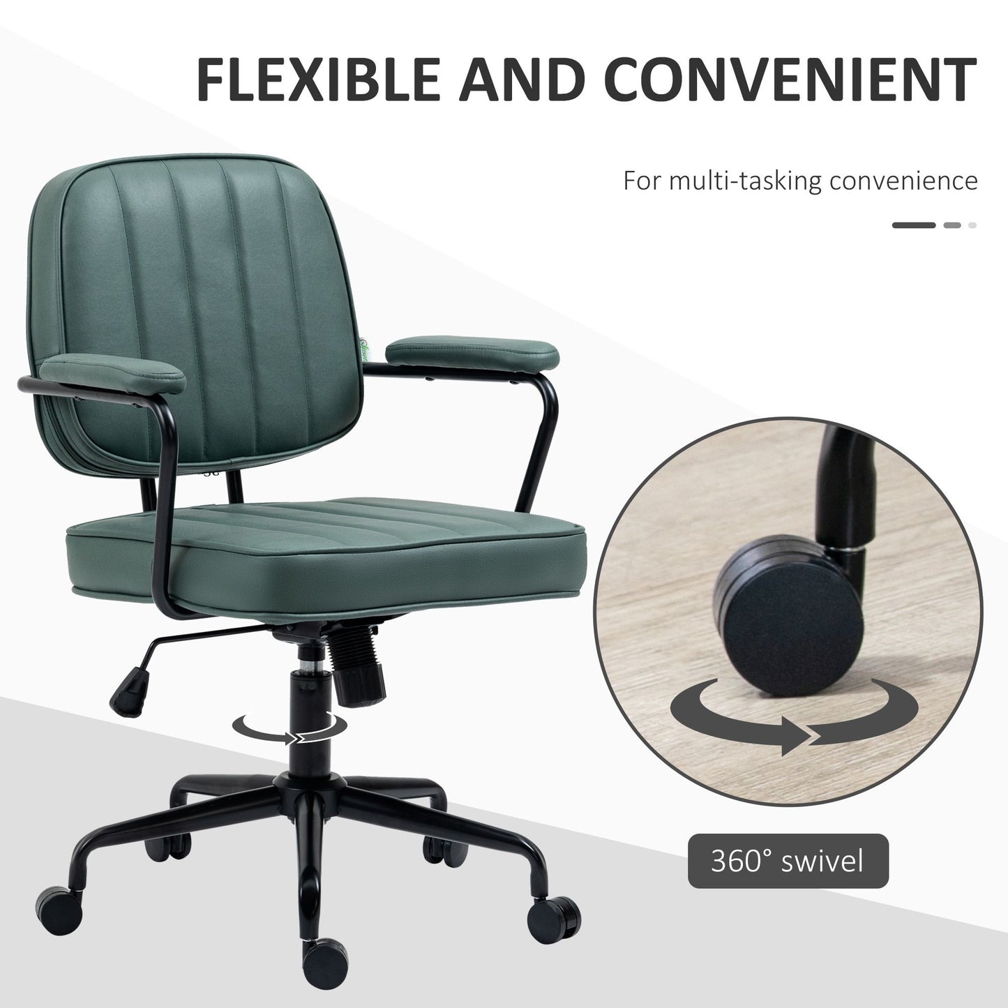 Ergonomic Microfiber Desk Chair Swivel Adjustable Height Tilt Green