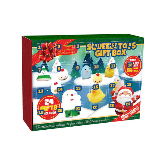 Dowmoo Christmas Knead Gift Box, 24-Cell Countdown Blind Box Knead Stress Relief Cartoon Toy