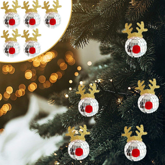 Balls Mirror Horn Christmas Ball 5pcs 30cm Silvery