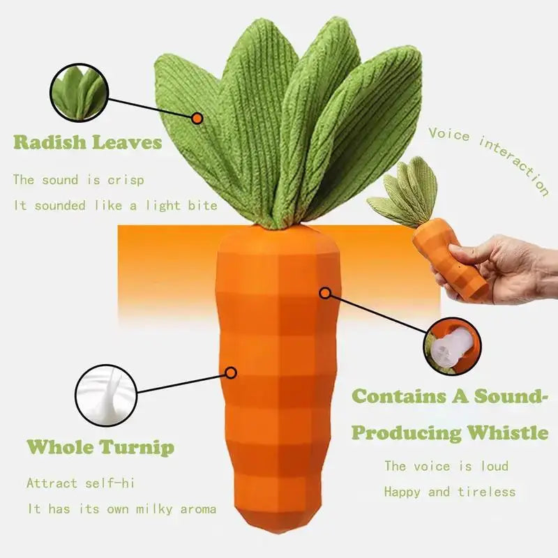 Dog Toy Carrot Rubber Durable Interactive for Aggressive Chewers Training