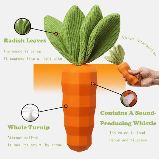 Dog Toy Carrot Rubber Durable Interactive for Aggressive Chewers Training