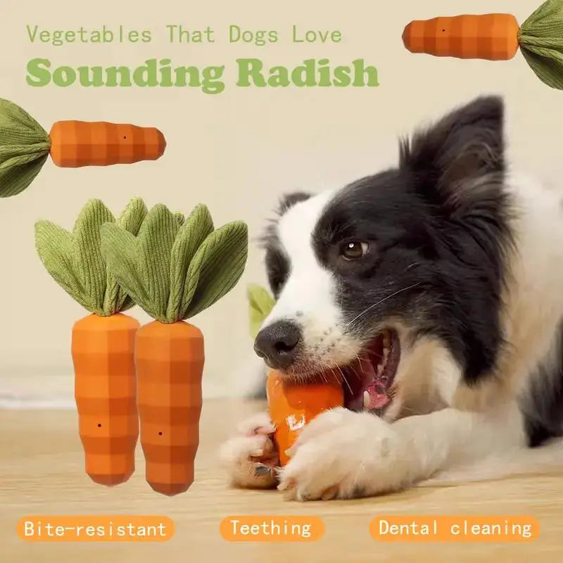 Dog Toy Carrot Rubber Durable Interactive for Aggressive Chewers Training