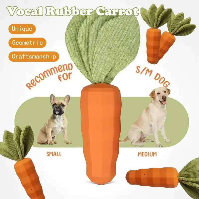 Dog Toy Carrot Rubber Durable Interactive for Aggressive Chewers Training