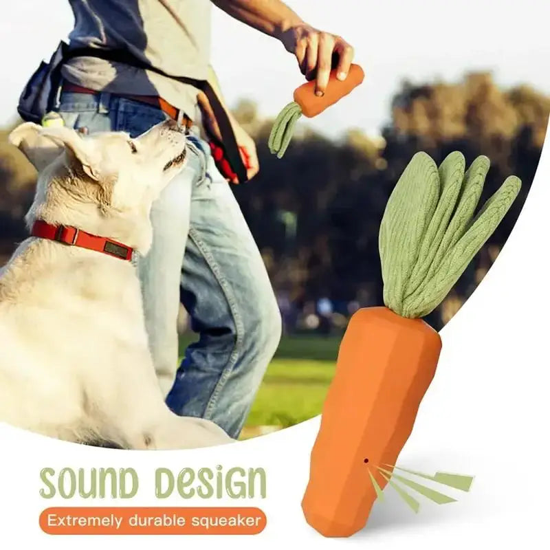Dog Toy Carrot Rubber Durable Interactive for Aggressive Chewers Training