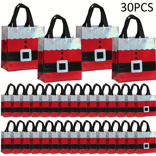 30Christmas Gift Bag Set Non-woven Santa Claus Design Party Handheld Gift Bag