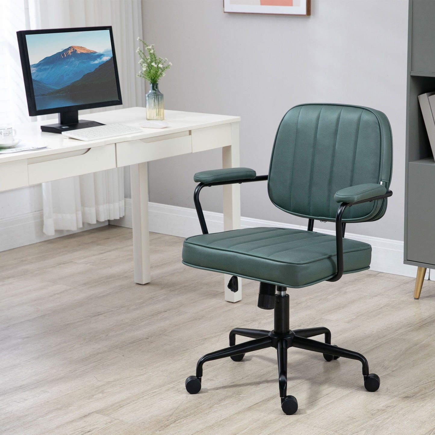 Ergonomic Microfiber Desk Chair Swivel Adjustable Height Tilt Green