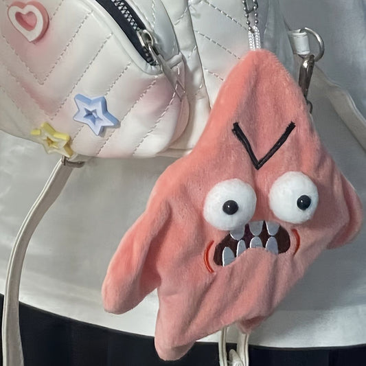 Grumpy Starfish, Pink Kicking Starfish Plush Pendant, Funny Spoofing For Backpacks